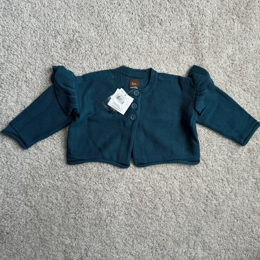NWT! Tea Collection Ruffle Shoulder Shrug Cardigan 6-9 Months